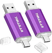 Thkailar 2Pack 128GB 3.0 USB C Thumb Drive,120MB/s Read Speed, USB C Drive Flash Drive for Data Storage,Compatible with iPhone 15/16,Android Smartphones,Mac,PC,Tablets