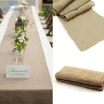 30X275CM HESSIAN TABLE RUNNERS LACE RUNNER NATURAL BURLAP RU