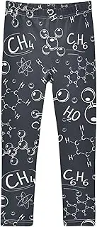 ZZXXB Chemistry Science Molecule Formula Girl's Leggings Soft Ankle Length Active Stretch Pants Bottoms 4-10 Years