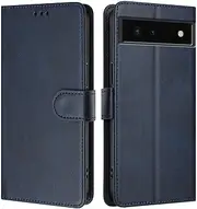 Compatible with Google Pixel 6 5G PU Leather Phone Cover,Compatible with Google Pixel 6 5G Card Slots Flip Stand Wallet Case Blue