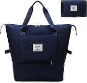 jinghuiyue Large Capacity Folding Travel Duffel Bag, Expandable Sports Gym Bag, Portable Lightweight Dry Wet Waterproof Oxford Fabric Weekender Shoulder Bag for Sports Gym Vacation, Navy Blue