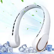 Nevenka 3600mAh Bladeless Hanging Neck Fan USB Rechargeable with 3 Speeds-White