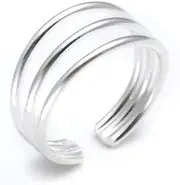 [Silverly] 925 Sterling Silver Ring Women - Midi Pinky Toe Ring - Polished Triple Band Adjustable Ring - Teenage Girls Gifts - Silver Toe Rings for Women - Girls Jewellery