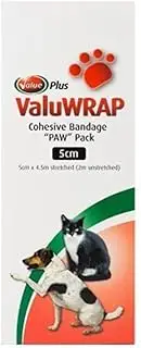 Value Plus ValuWrap Cohesive Bandage Paw Pack for Pets 5 cm x 4.5 Meter (Pack of 10)
