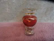 Vintage 1940 New York Worlds Fair Glass Vase Flashed Red Gold Lettering Trylon