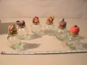 Set of 6 Spice Glass jars with Vegetable Top Corks