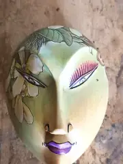 One of a kind Hand Carved Wooden and Painted Trinket Box Indonesian Island