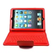 For Apple iPad Mini Stand Plastic+TPU Case Cover With Wireless Bluetooth Keyboard- Red