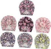 [ROMISBABA] 7Pcs Boy Girl Elastic Turban Beanie Breathable Headwear Cap with Creative Printing Design for Multifunctional Stylish Hat for Boys Mixed Style