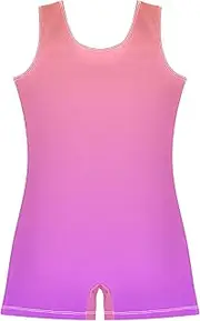 [GAIGEO] Toddler Gymnastics Leotards for Girl Coral Pink Mallow Gradient Biketards Dance Outfit with Shorts Dress 2-3t