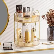360 Rotating Makeup for Vanity, Bathroom Countertop Organizer Spinning Perfume Organizer, High-Capacity Cosmetic and Skincare Dresser Make Up Holder Rack (2 Tiers)