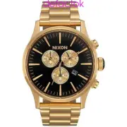 New Nixon Watch Sentry All Gold / Black a386510 Chrono Men's a386-510 GENUINE
