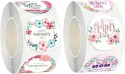 DOITOOL 1set Mothers Day Self Adhesive Stickers for Present Boxes Greeting Cards Candy Bags Easy to Peel Removable Without Trace for DIY Decorations 2rolls