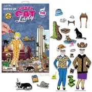 Dress-Up Crazy Cat Lady 110 Reusable Cling Stickers With Backdrop Archie McPhee