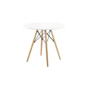 Eames Replica Wooden round Kitchen Dining Table 80cm - White