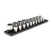 TEKTON 6-Point Socket Set 1/2" Drive (3/8 - 1-1/2 in.) with Rails (19-Piece)
