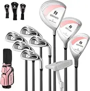 ULTIMATE Women's Complete Golf Club Set, Right Handed Ladies Golf Clubs Set w/ 460cc Alloy Driver, #3 Fairway Wood, #4 Hybrid, #6/#7/#8/#9/#P Irons & Putter