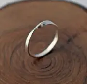 Solid 925 Sterlling Silver Skinny Slim Mobius Stackable Ring For Women's
