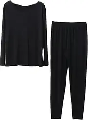 [OFFSUM] Women’S Thermal Underwear Set - Women Lingerie Two Piece Suit Plus Size 6XL Autumn Thin Tops + Pants Casual Loungewear Pajama Simple Clothing