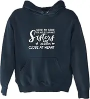 [Generic] Funny Sister Gift Women Girls Best Friends Always Close Heart and Muticolor Unisex Hoodie