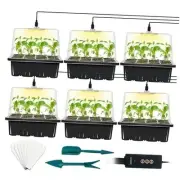 6-Set Seed Starter Tray with Grow Light, Seed Starting Trays Kits Black 6-set