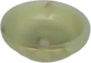 Green Onyx Round Medium Size Basin - Handmade Green Onyx Stone Countertop Wash Basin - Elegant High-Gloss Finish Vessel Sink for Bathroom or Washroom - Easy to Clean - Size: 30x30x12 cm