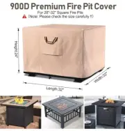 QH Home Square Fire Pit Cover-28in L x 28in W x 24in H (Wheat Color) NEVER OPEN*