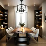 Modern Hamptons Style Pendant Light 4Lt in Matt Black with Clear Glass