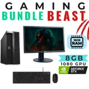 Big Dell Gaming Bundle Tower Beast Xeon/i7 Quad-core 16GB 500GB SSD 8GB NVIDIA 1080ti + 24" Monitor - Refurbished