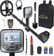 16 inch Depth Metal Detector for Adults,19.2 kHz Professional Metal Detector Kit with Pinpointer High Sensitivity DISC&PP Mode Waterproof Gold Detector with Dual D Search Coil,LCD Backlight Display