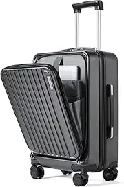 [FIGESTIN] Carry on Luggage 22x14x9 Airline Approved, 20 Inch Carry on Luggage with Front Compartment, Travel Carry on Suitcase Lightweight with Wheels (TSA Approved), Gun, 20 Inch