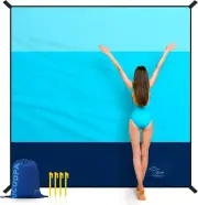 Beach Blanket, Extra Large Sandproof Waterproof, Picnic Mat, 8 Persons Family Si