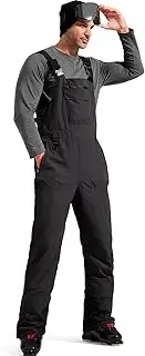 [FREE SOLDIER] Mens Snow Bibs Ski Pants Softshell Waterproof Insulated Warm Snow Pants Windproof Ski Bib Overalls