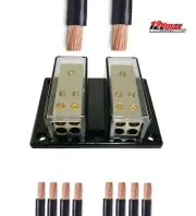 Car Audio Distribution Block Amplifier (2) 4 Gauge In (8) 8 Gauge Fuse less