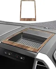 Summleaf for Ford F150 2015-2020 Center Console Storage Lattice Frame Trim,Wood Grain Interior Accessories ABS