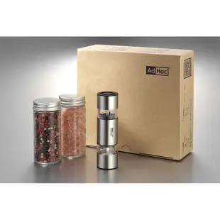 德國AdHoc | 迷你 2in1雙邊陶刀研磨罐禮盒組(含胡椒粒及玫瑰鹽)
