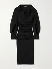 [Maticevski] Maticevski - Indicate Draped Cutout Stretch-jersey Midi Dress - Black - UK 6 UK 6 Black