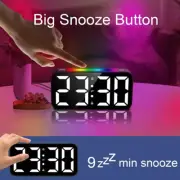 LED Digital Clock RGB Large Display Alarm Clock with Ambient Lighting Night Lamp
