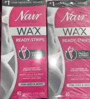 6 Nair Hair Remover Wax Ready-Strips 40X6=240 Wax Strips Total Post Wipes 6 Pack