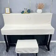 Upright Piano Cover Classic Universal Dust Cover Elastic Cloth Thicker Fabric 88 Key Keyboard Vertical Digital Piano Cover Protector Music Instruments Accessory (Single stool cover, Offwhite)