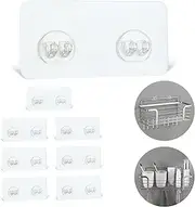 8 Pack Shower Caddy Adhesive Hooks Replacement, Strong Sticker Hooks for Bathroom Shower Caddy Corner Shelf Basket Soap Dish Hanging Hooks, No Drilling Shower Kitchen Accessories (Double Hook)