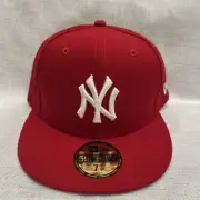 New York Yankees MLB Authentic New Era 59FIFTY Fitted Cap HAT Red Size 7 1/2