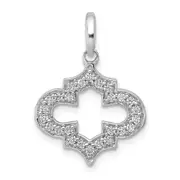 Solid 14k White Gold 1/4ct. Simulated CZ Fancy Pendant