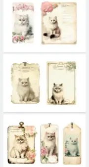 Pretty Cats Junk Journals Scrapbook Embellishments USA