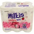 Lotte Milkis Soft Drink Milk Yogurt Strawberry Flavor Refresh 250ml x 6 Cans NEW