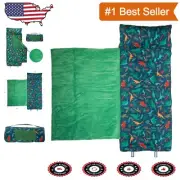 Dinosaur Print Toddler Nap Mat with Soft Blanket & Pillow - Easy Carry Design