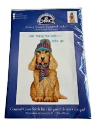 DMC Creative World Cocker Spaniel Dog Counted Cross Stitch Kit 5x8 New Sealed