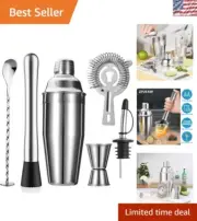 24oz Stainless Steel Cocktail Shaker Set with Essential Bartending Tools