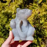 5in XL 1.8lb Agate Geode Carved Crystal Bear