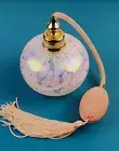 Iridescent Art Glass Perfume Bottle With Pink Atomizer - BEAUTIFUL